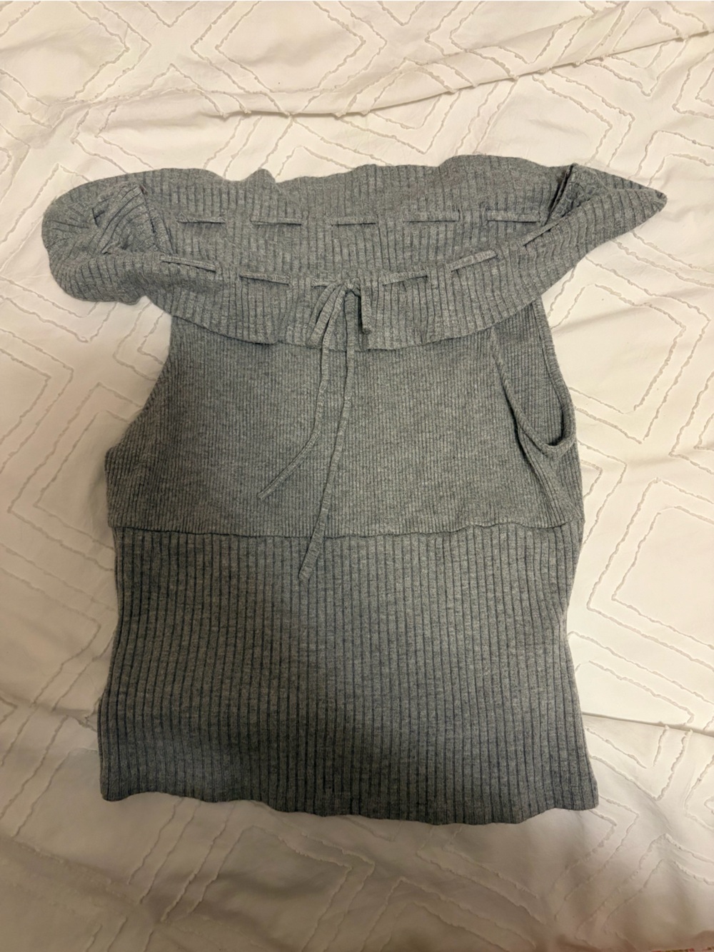 Kimchi Blue Urban Outfitters Gray Ribbed Knit Off The Shoulder Top